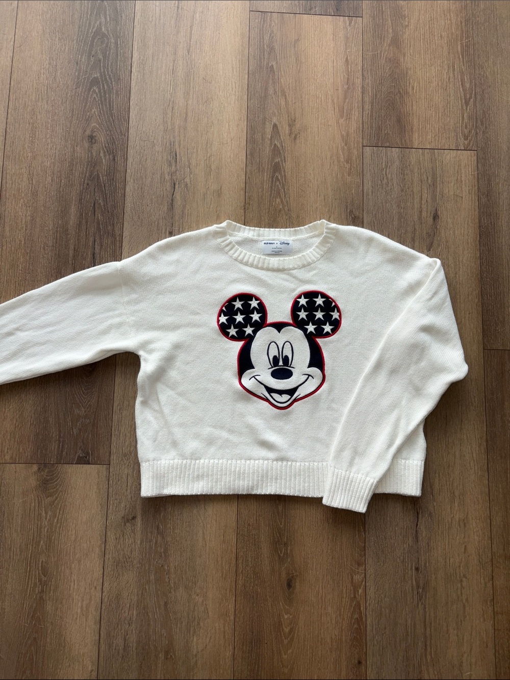 Old Navy White Crewneck Sweater with Mickey Graphic
